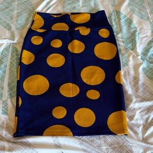 LuLaRoe Blue and Yellow Polka Dot Pencil Skirt